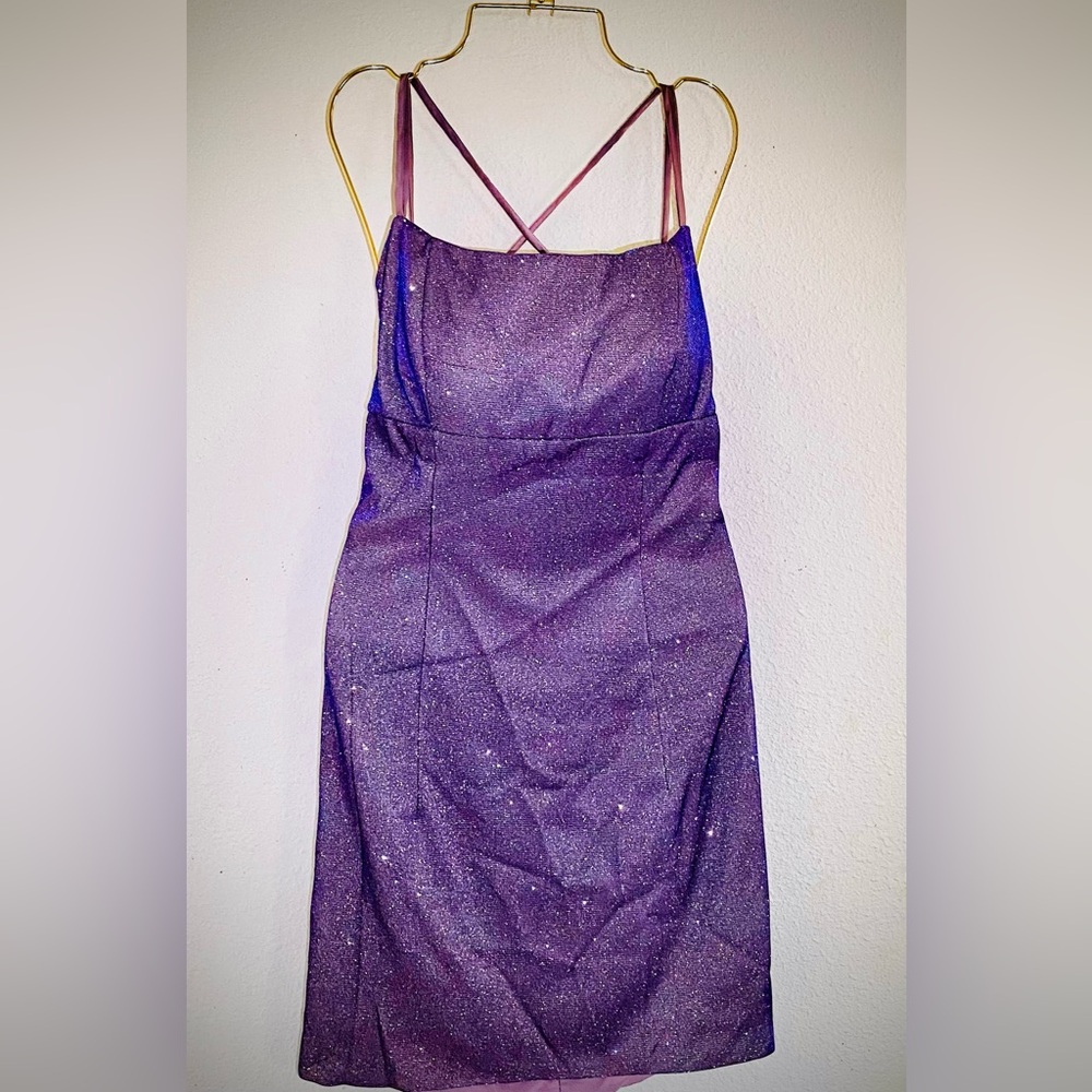 NWT Berlinnova Glitter Spaghetti Strap Lace Up Tight Homecoming Dress